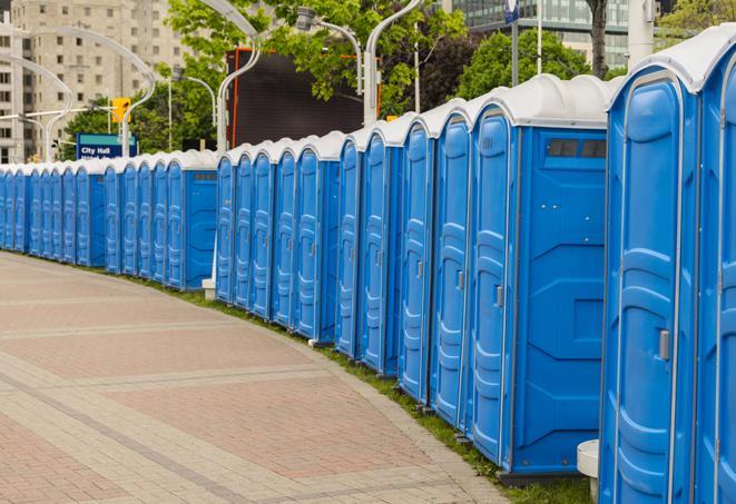 Seasonal porta potty units set up at a Fallbrook, California venue